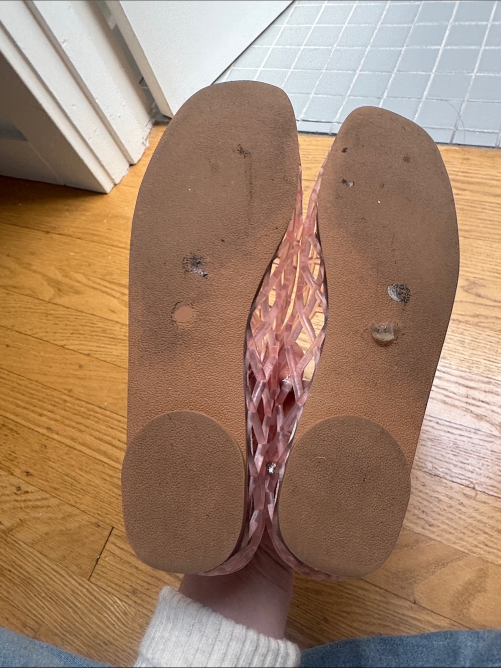 Women's Pink Jelly Lattice Flats - Picture 3 of 3
